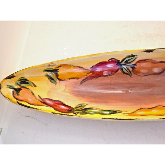 OLIVE/CONDIMENT/BREAD DISH-Tabletops Gallery-Long Narrow-Hand Painted/Crafted - Picture 7 of 11
